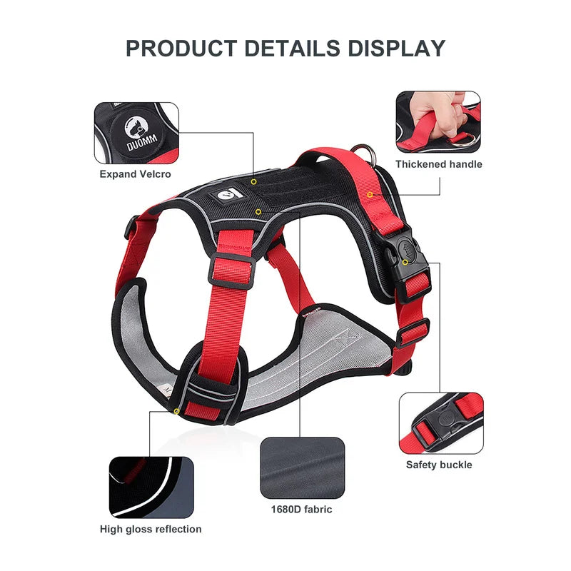 Reflective tactical dog harness – waterproof Oxford vest for medium and large dogs.