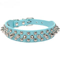 Adjustable PU leather dog collar with spikes and rivets – punk-style collar for small dogs and cats.