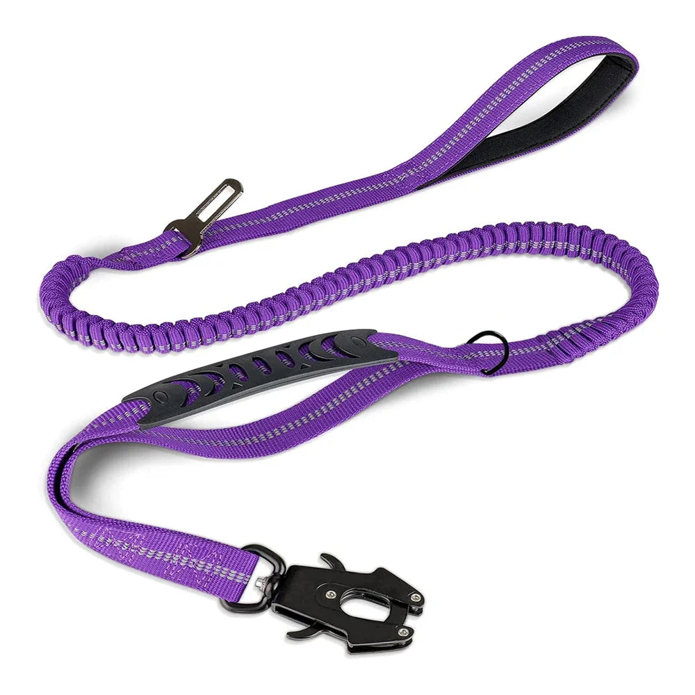 Reflective Shock Absorbing Dog Leash with Seatbelt