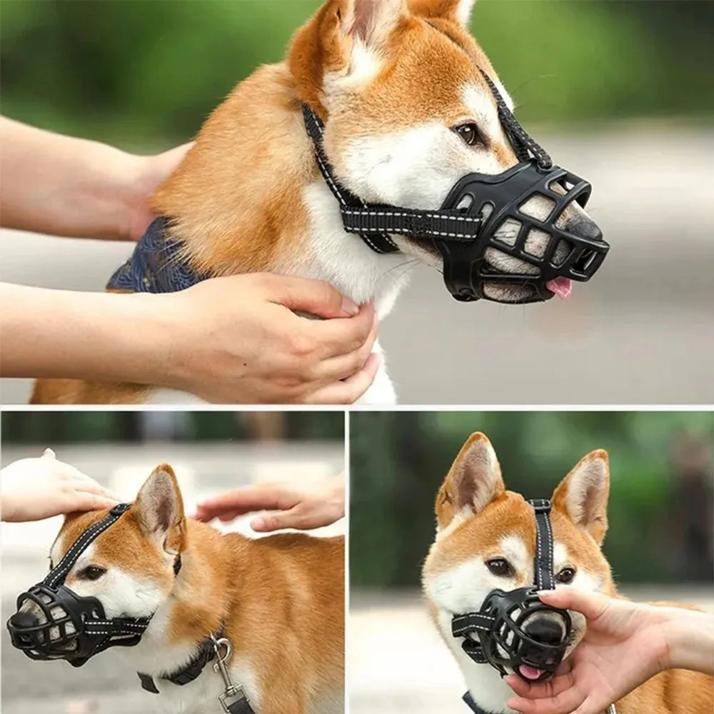 Soft silicone breathable basket dog muzzle – anti-biting and chewing protection for dogs.