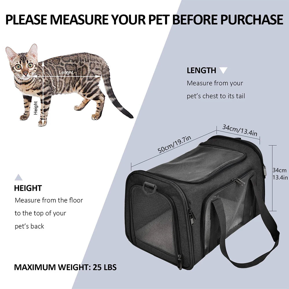 Soft-Sided Dog & Cat Carrier Backpack – Airline-Approved Travel Bag for Small Pets.