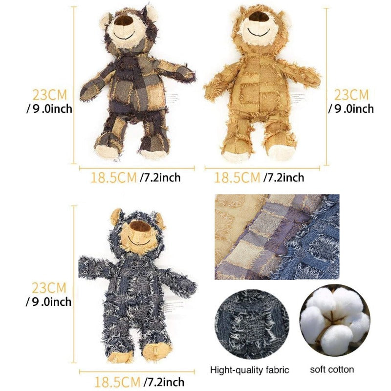 Plush Teddy Bear Squeaky Dog Toy – Interactive Chew & Teeth Cleaning Toy for Pets