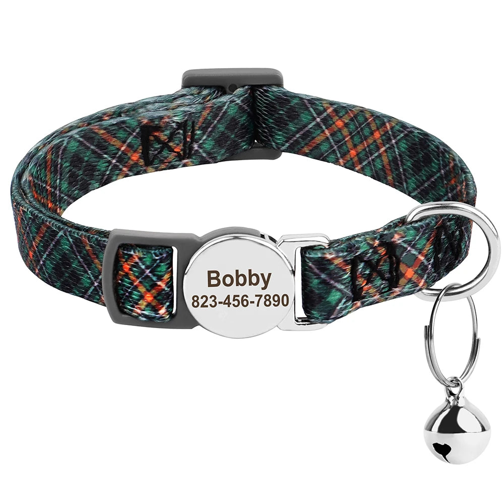 Personalized engraved cat collar – adjustable anti-lost collar for cats and small dogs.