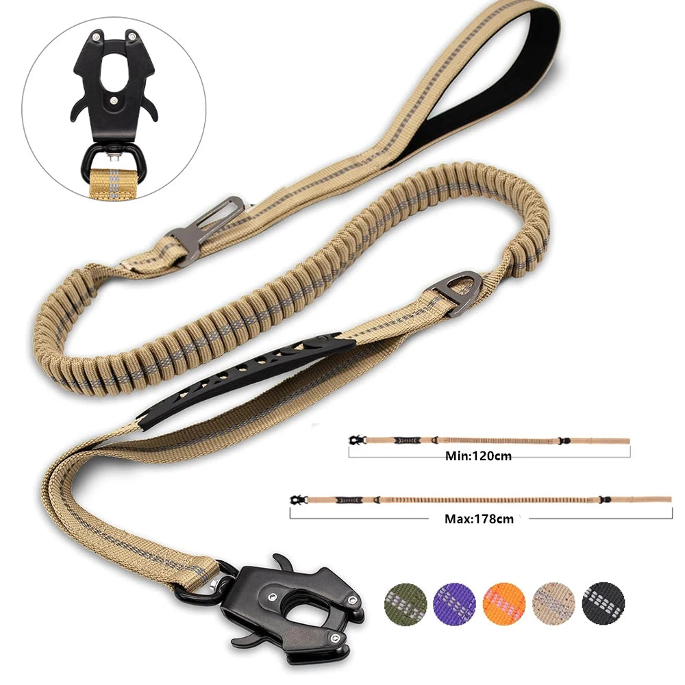 Reflective Shock Absorbing Dog Leash with Seatbelt