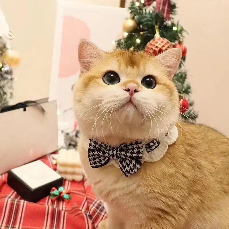 Stylish Checkered Pet Bow Tie Collar