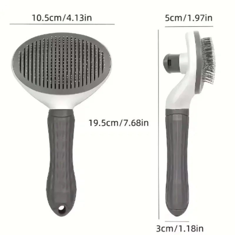 Self-cleaning pet grooming brush for dogs and cats
