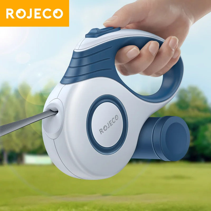 ROJECO retractable dog leash – 3M/5M extendable walking lead for small dogs and cats.