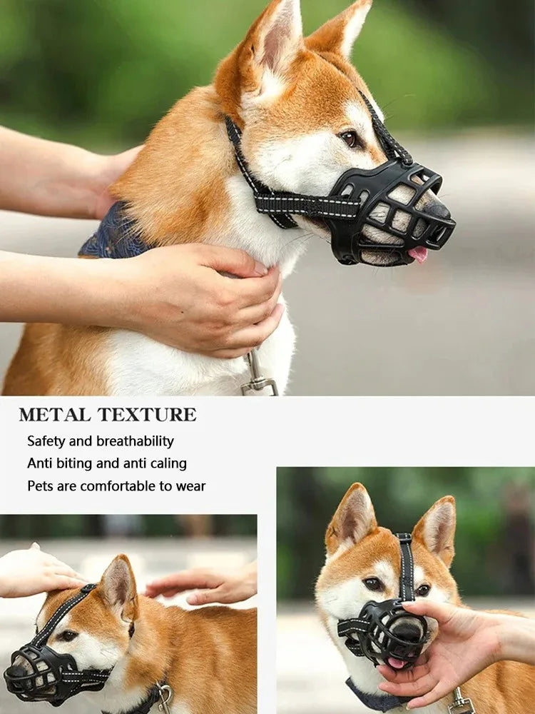 Soft silicone breathable basket dog muzzle – anti-biting and chewing protection for dogs.