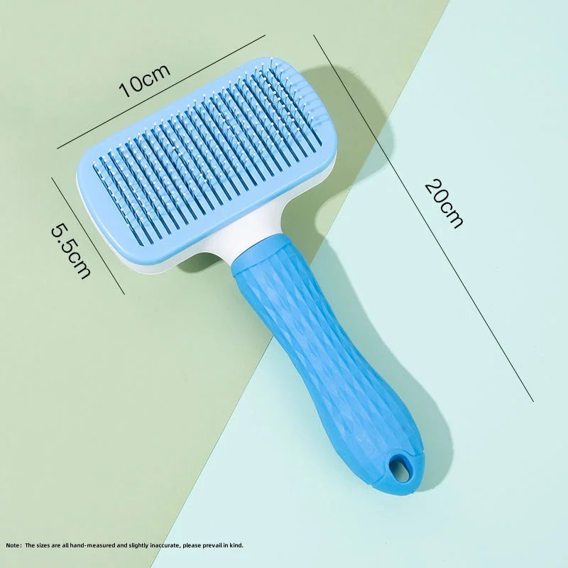 Self-cleaning pet grooming brush for dogs and cats
