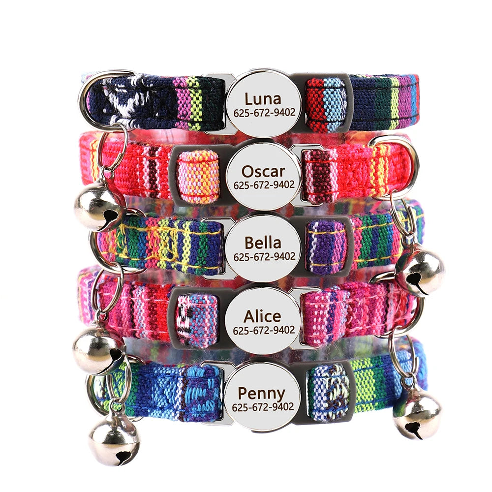 Personalized engraved cat collar – adjustable anti-lost collar for cats and small dogs.