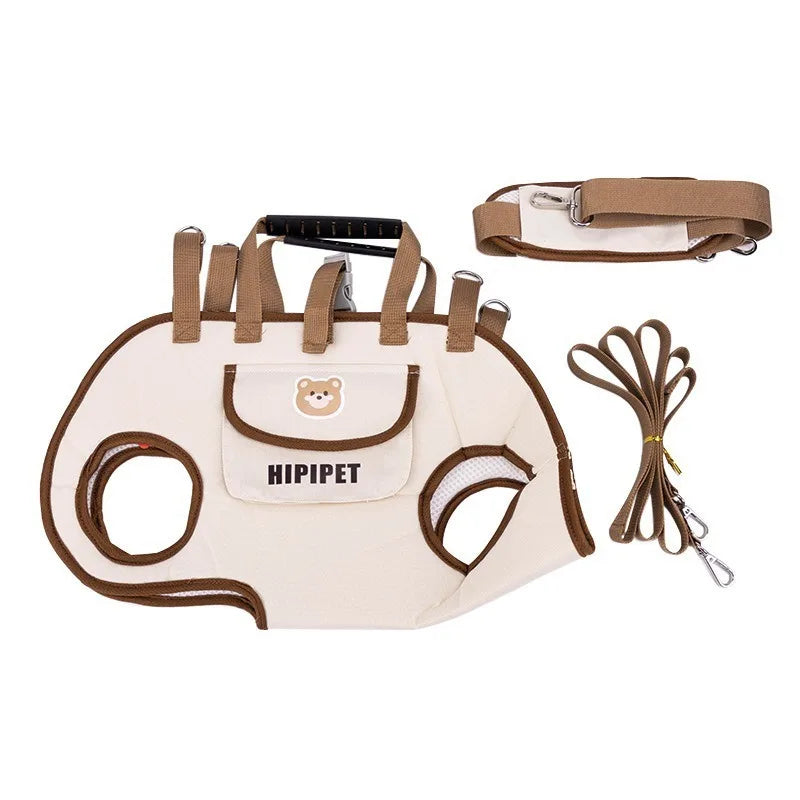 Small dog carrier backpack with breathable, escape-proof harness.