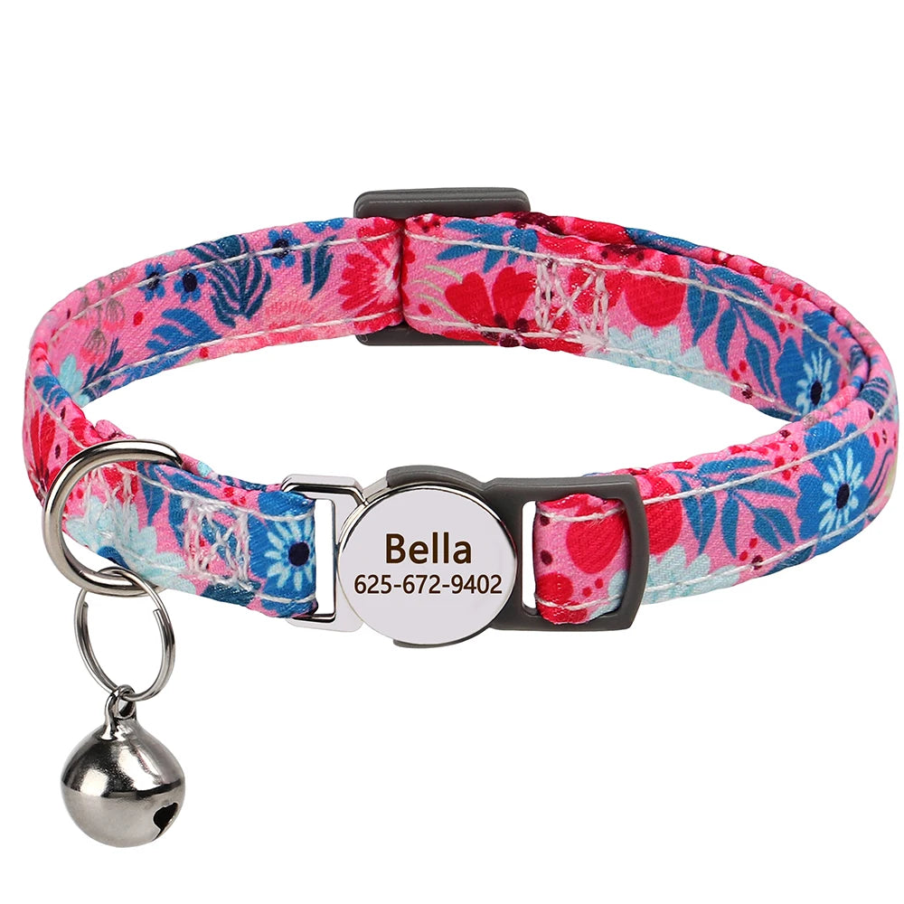 Personalized engraved cat collar – adjustable anti-lost collar for cats and small dogs.