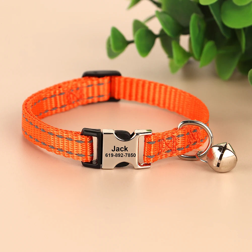 Personalized engraved cat collar – adjustable anti-lost collar for cats and small dogs.
