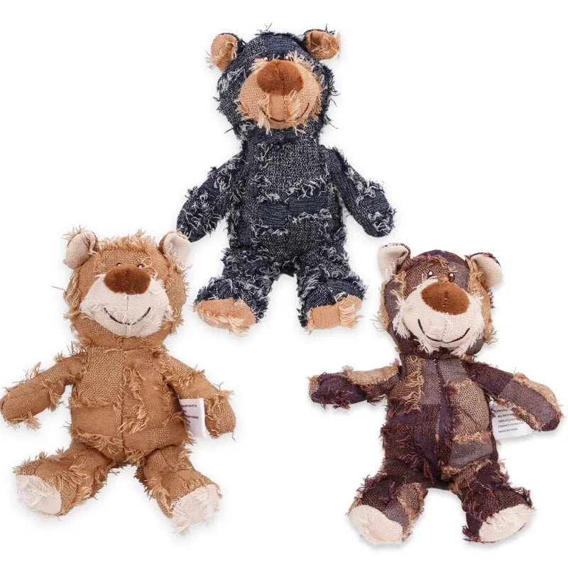 Plush Teddy Bear Squeaky Dog Toy – Interactive Chew & Teeth Cleaning Toy for Pets