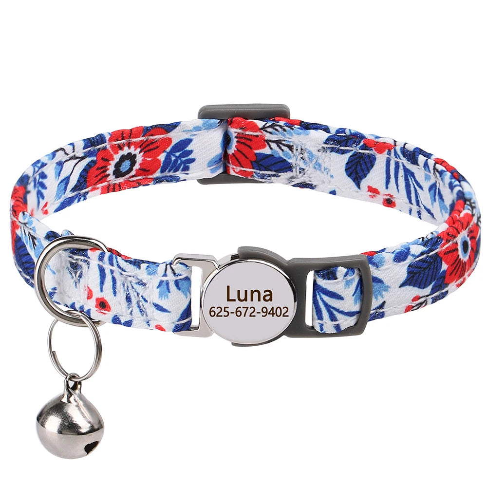 Personalized engraved cat collar – adjustable anti-lost collar for cats and small dogs.