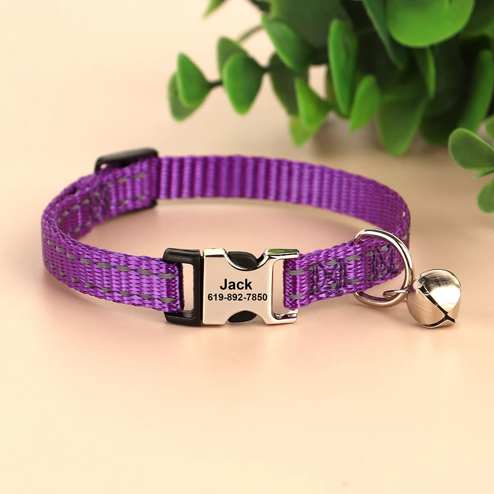 Personalized engraved cat collar – adjustable anti-lost collar for cats and small dogs.
