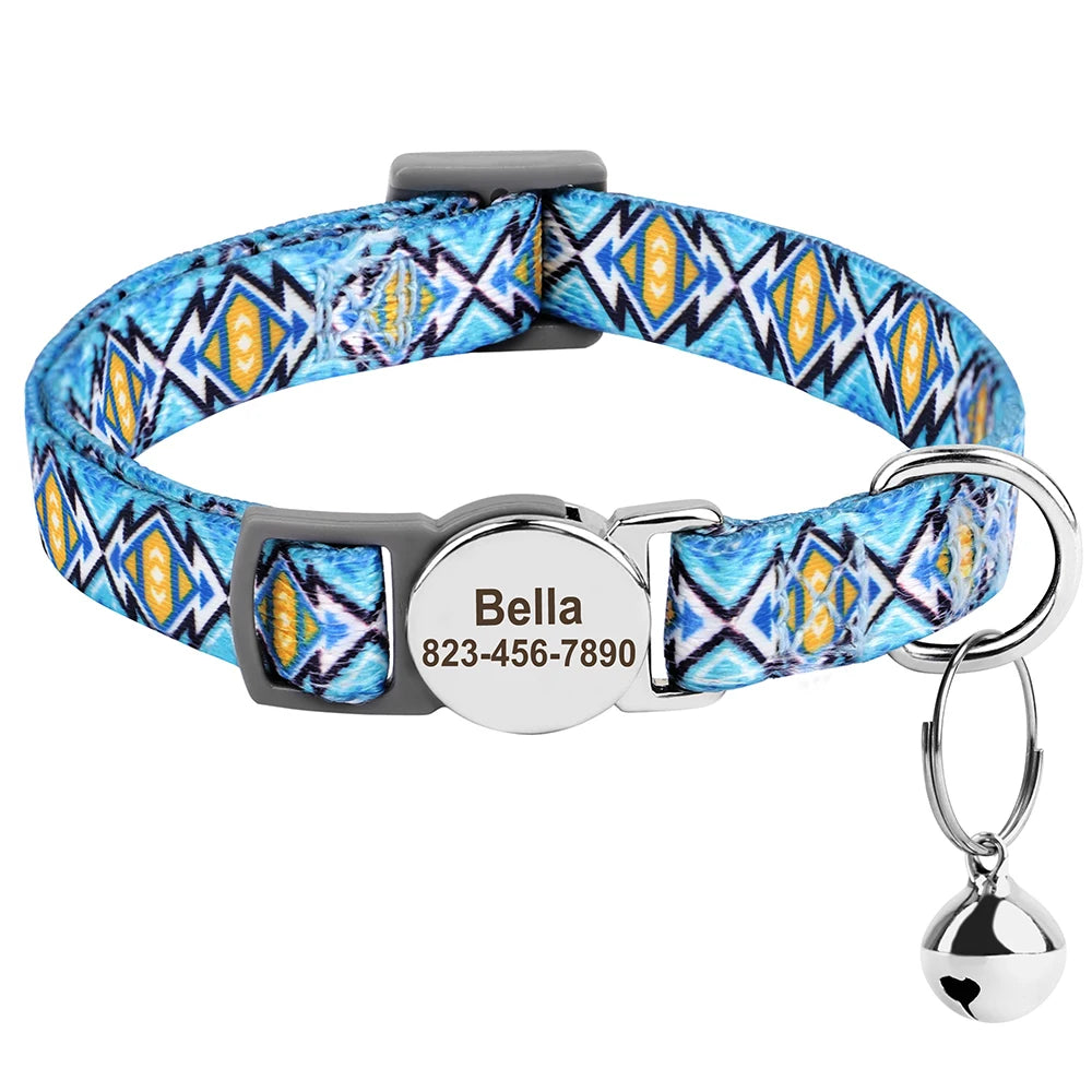 Personalized engraved cat collar – adjustable anti-lost collar for cats and small dogs.