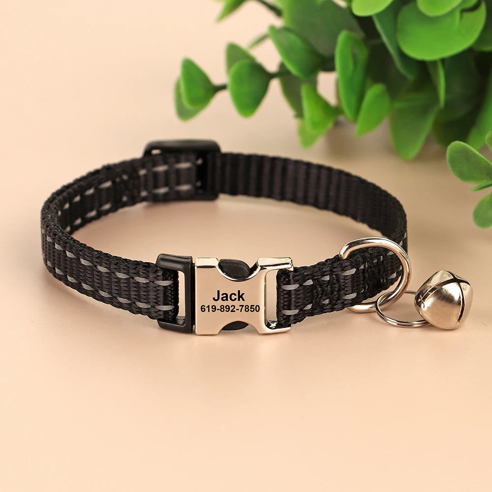 Personalized engraved cat collar – adjustable anti-lost collar for cats and small dogs.