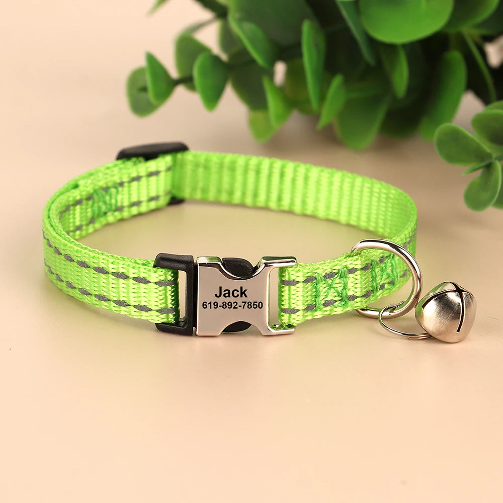 Personalized engraved cat collar – adjustable anti-lost collar for cats and small dogs.