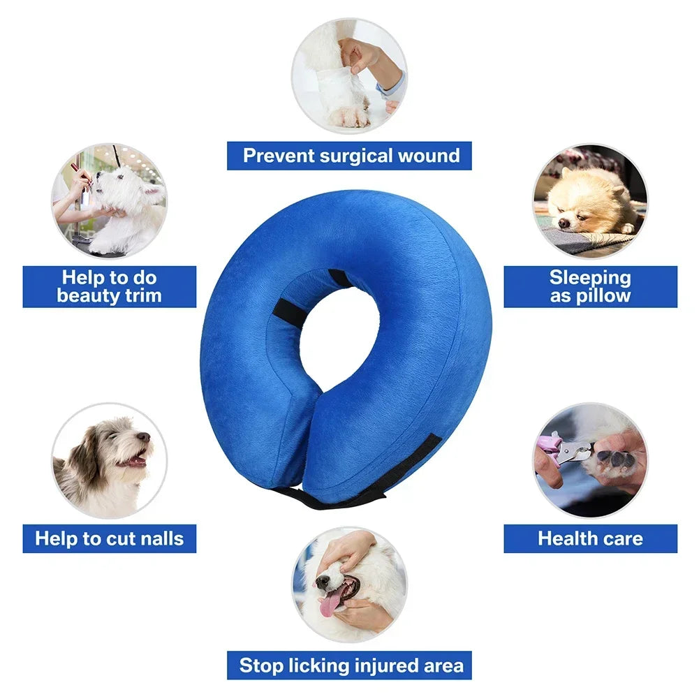 Inflatable recovery collar for dogs and cats – soft protective cone for post-surgery healing.