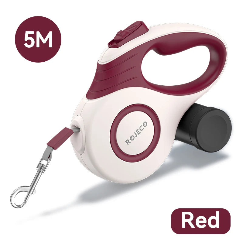 ROJECO retractable dog leash – 3M/5M extendable walking lead for small dogs and cats.