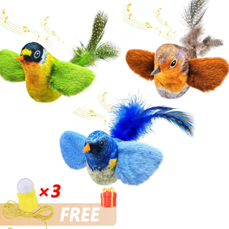 Lifelike Catnip Bird Toy with Feathers