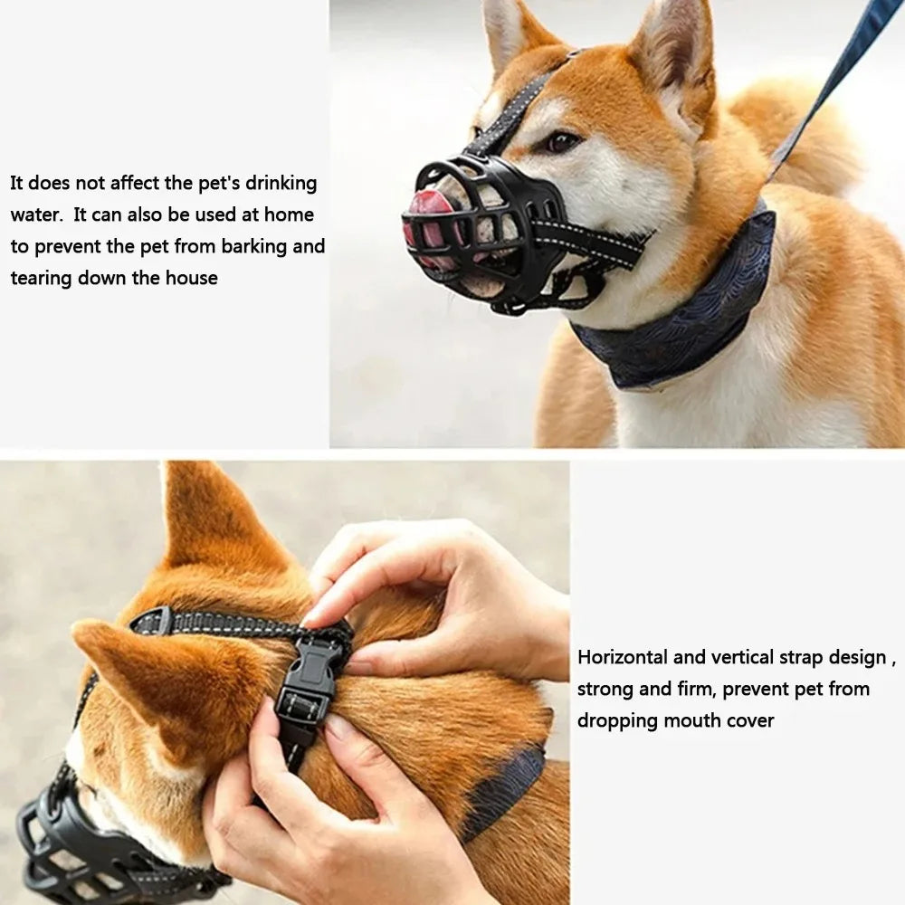 Soft silicone breathable basket dog muzzle – anti-biting and chewing protection for dogs.