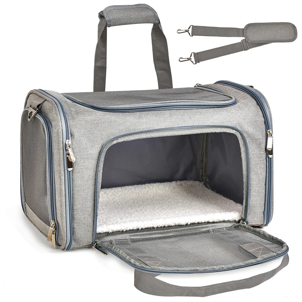 Soft-Sided Dog & Cat Carrier Backpack – Airline-Approved Travel Bag for Small Pets.