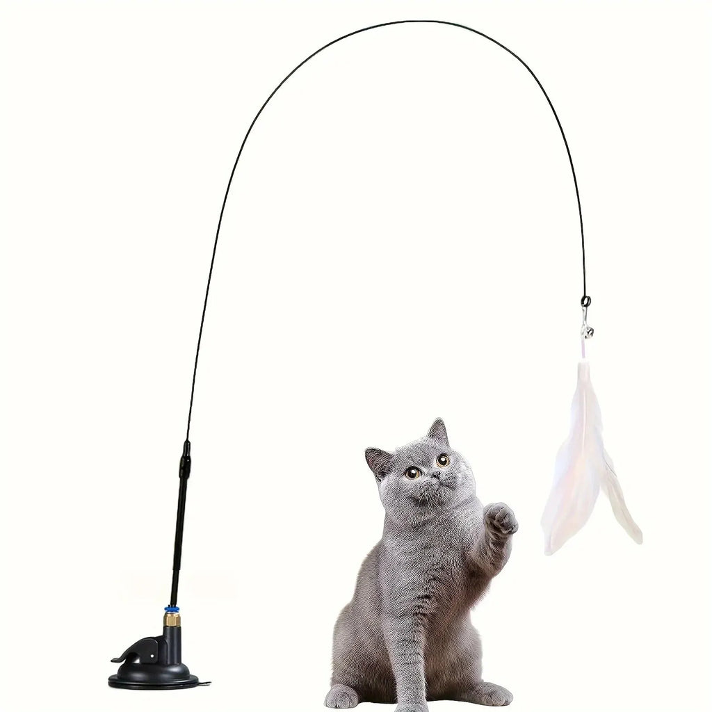 Interactive Cat Feather Teaser Wand