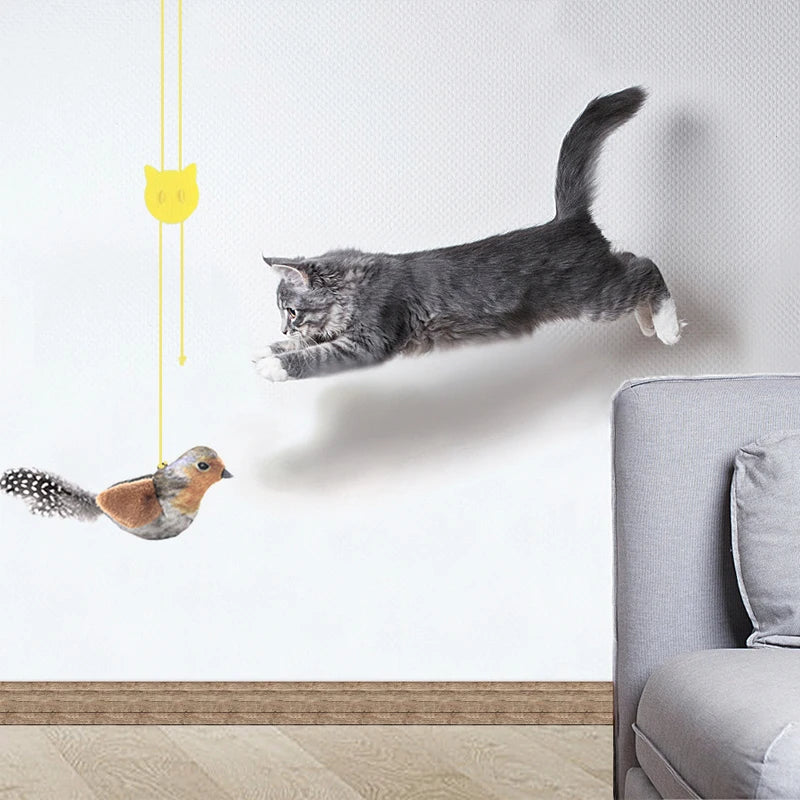 Lifelike Catnip Bird Toy with Feathers