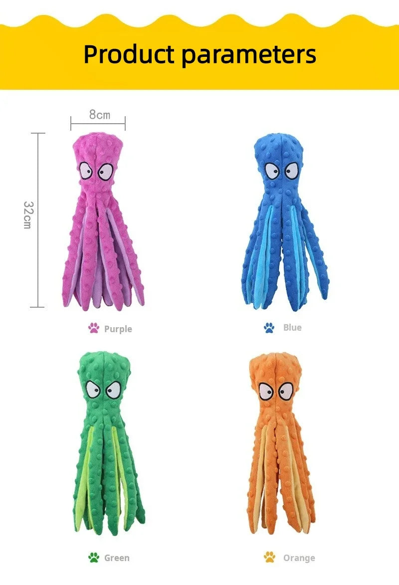 Crinkle Octopus Squeaky Dog Toy