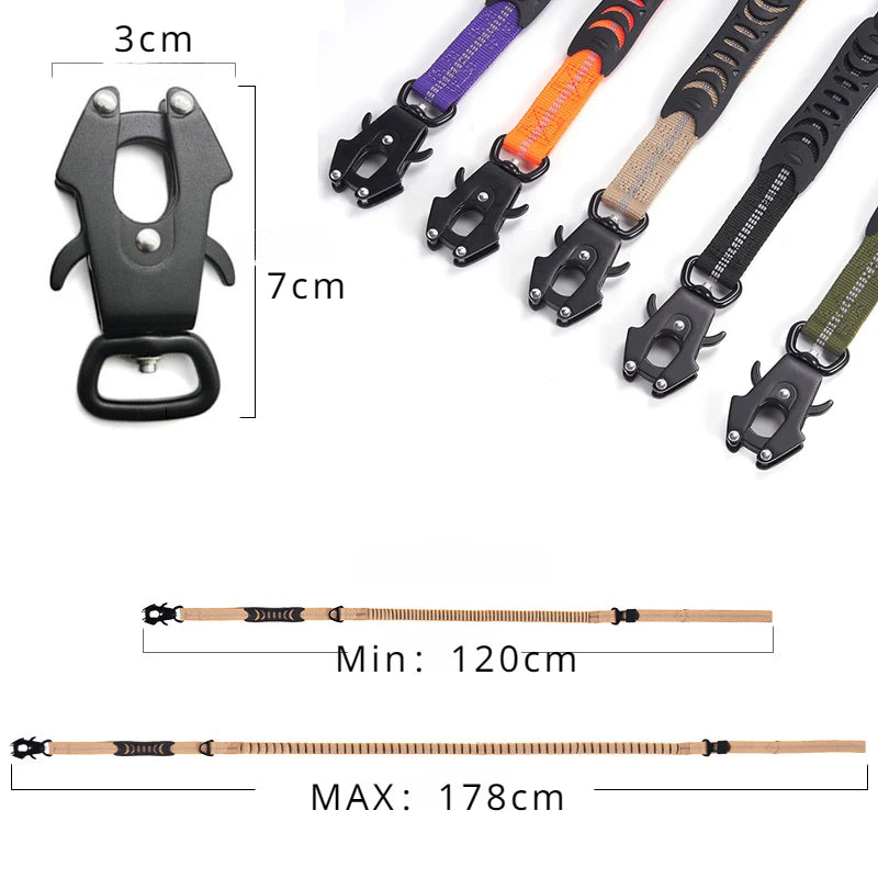Reflective Shock Absorbing Dog Leash with Seatbelt