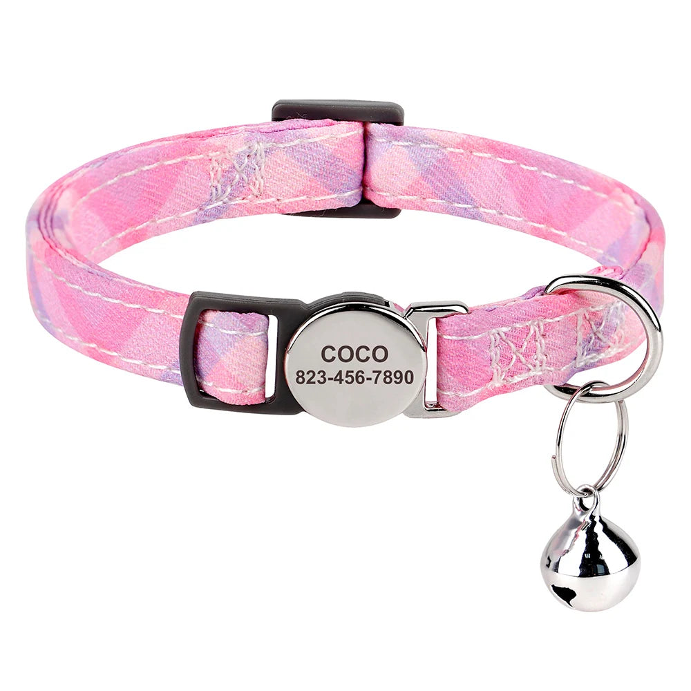 Personalized engraved cat collar – adjustable anti-lost collar for cats and small dogs.