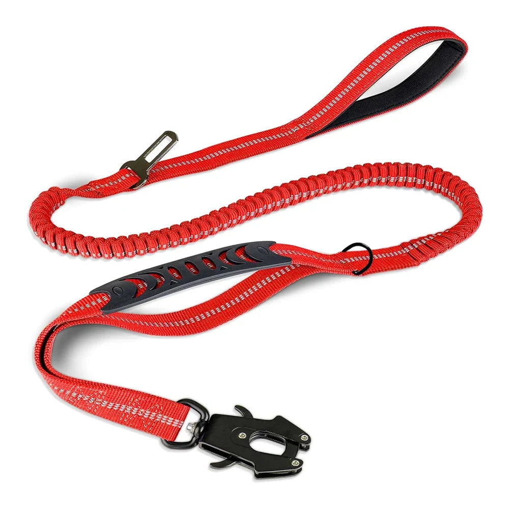 Reflective Shock Absorbing Dog Leash with Seatbelt