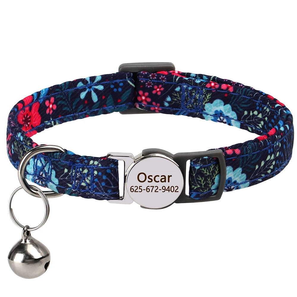 Personalized engraved cat collar – adjustable anti-lost collar for cats and small dogs.