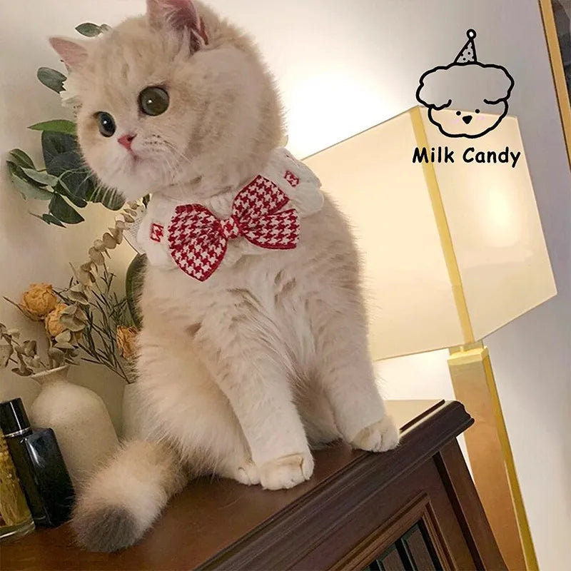 Stylish Checkered Pet Bow Tie Collar