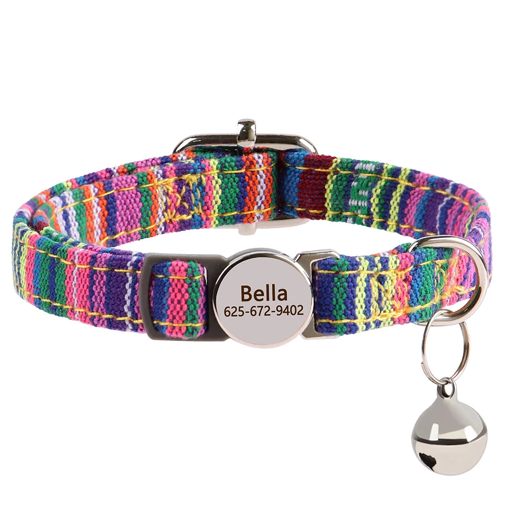 Personalized engraved cat collar – adjustable anti-lost collar for cats and small dogs.
