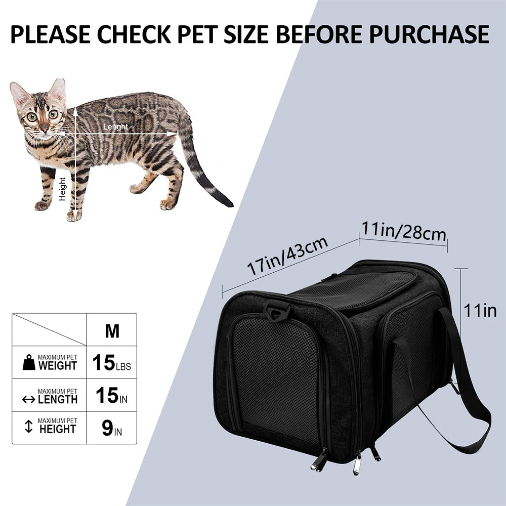 Soft-Sided Dog & Cat Carrier Backpack – Airline-Approved Travel Bag for Small Pets.