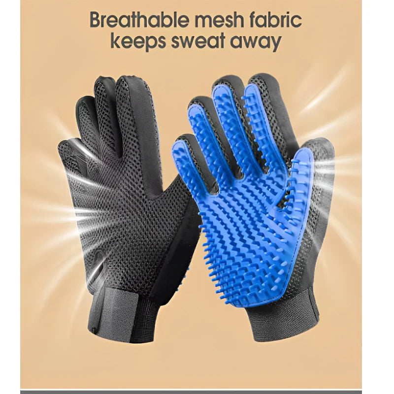 Pet Grooming Glove for Dogs & Cats – Hair Remover & Massage Brush