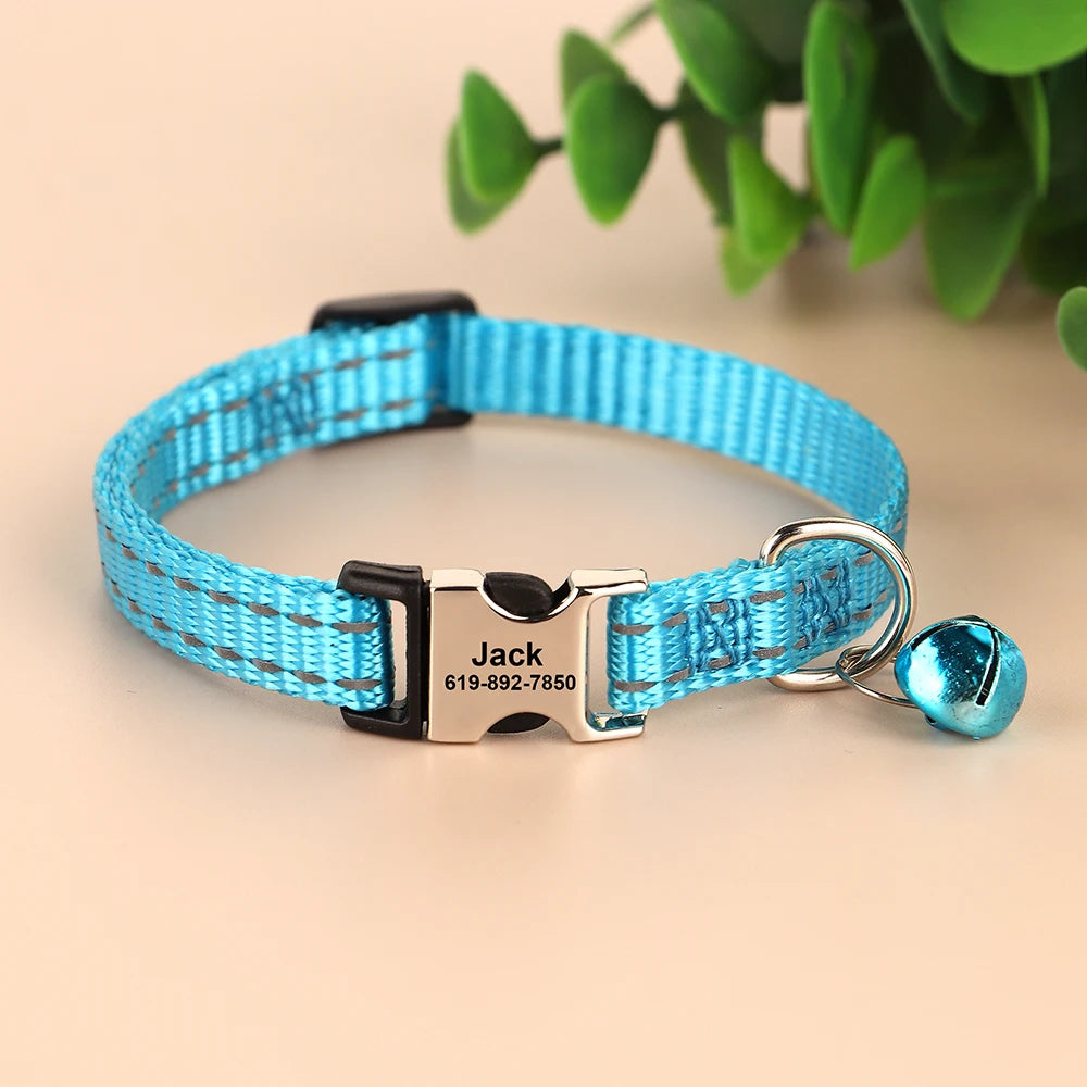 Personalized engraved cat collar – adjustable anti-lost collar for cats and small dogs.