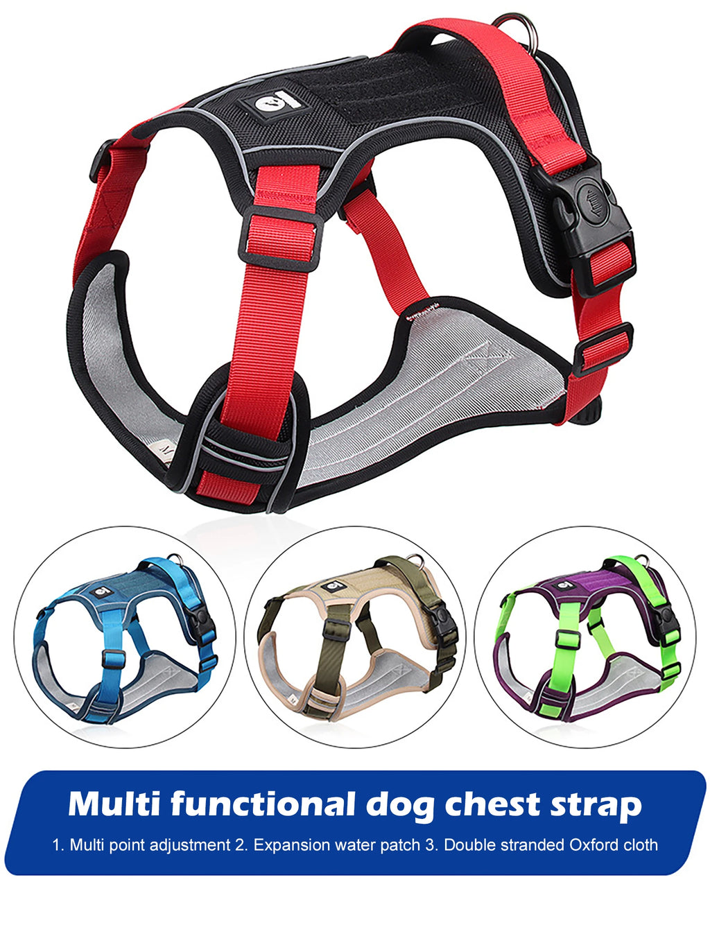 Reflective tactical dog harness – waterproof Oxford vest for medium and large dogs.