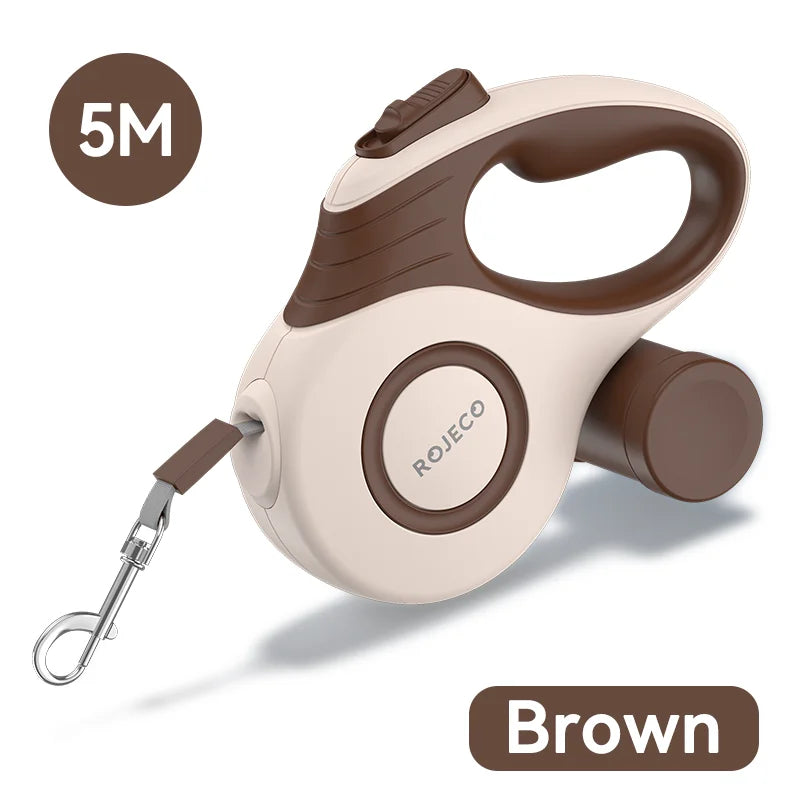 ROJECO retractable dog leash – 3M/5M extendable walking lead for small dogs and cats.
