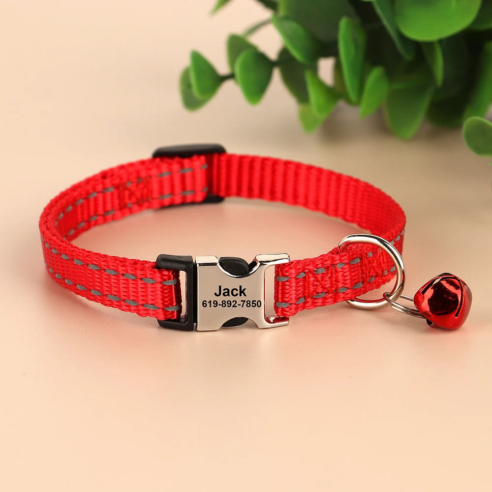 Personalized engraved cat collar – adjustable anti-lost collar for cats and small dogs.