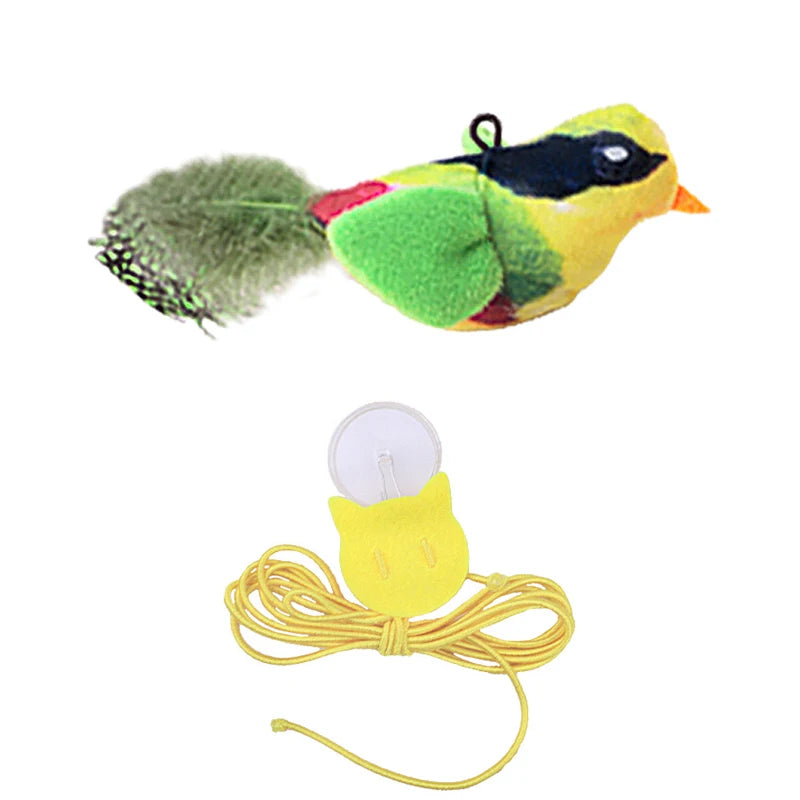 Lifelike Catnip Bird Toy with Feathers