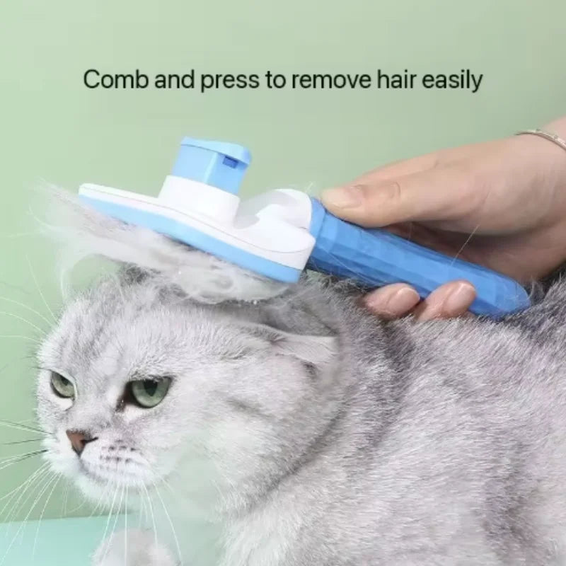 Self-cleaning pet grooming brush for dogs and cats