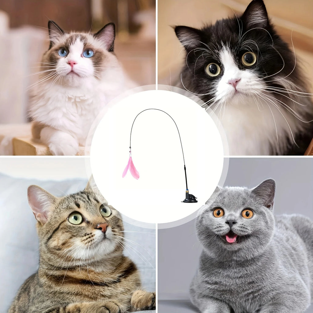 Interactive Cat Feather Teaser Wand