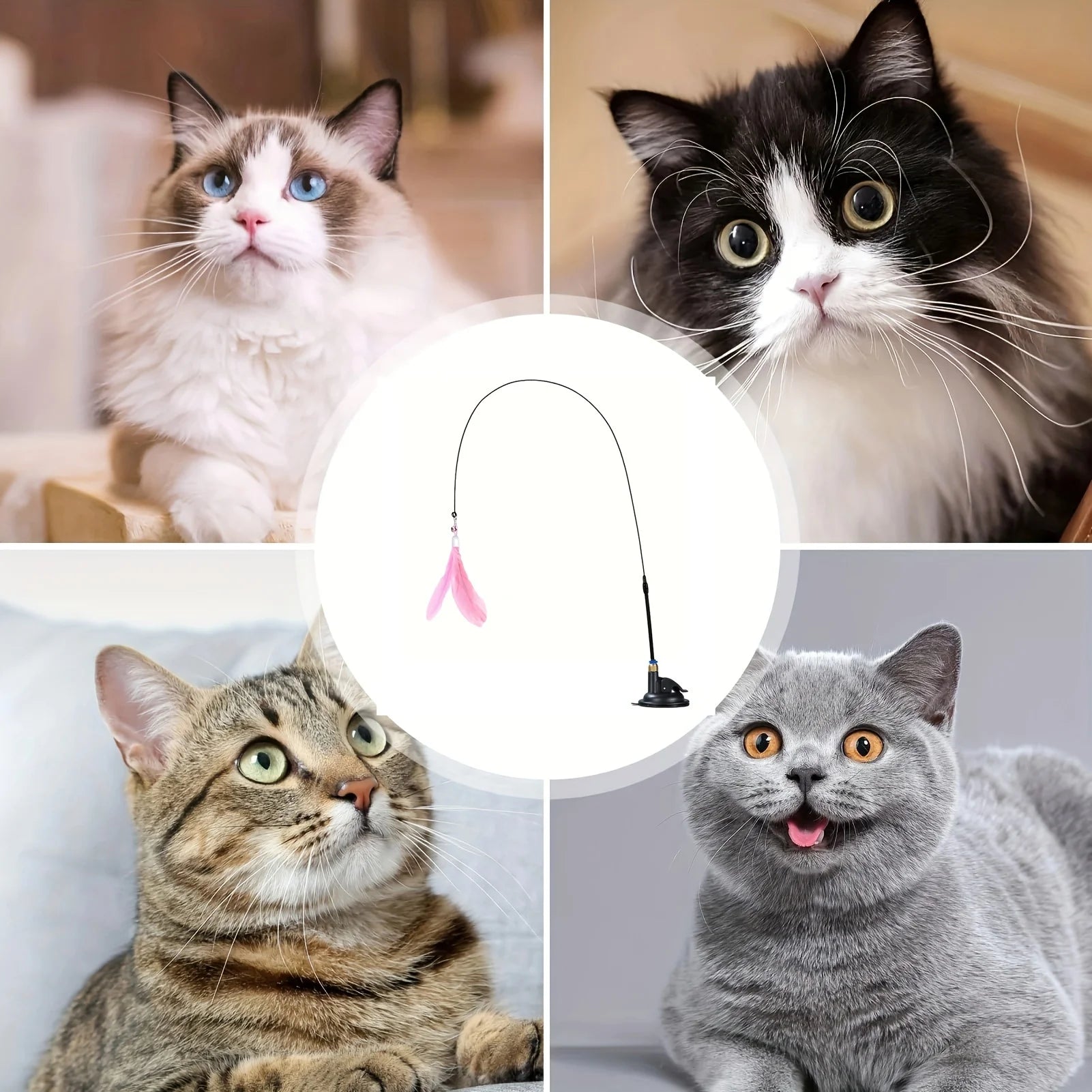 Interactive Cat Feather Teaser Wand