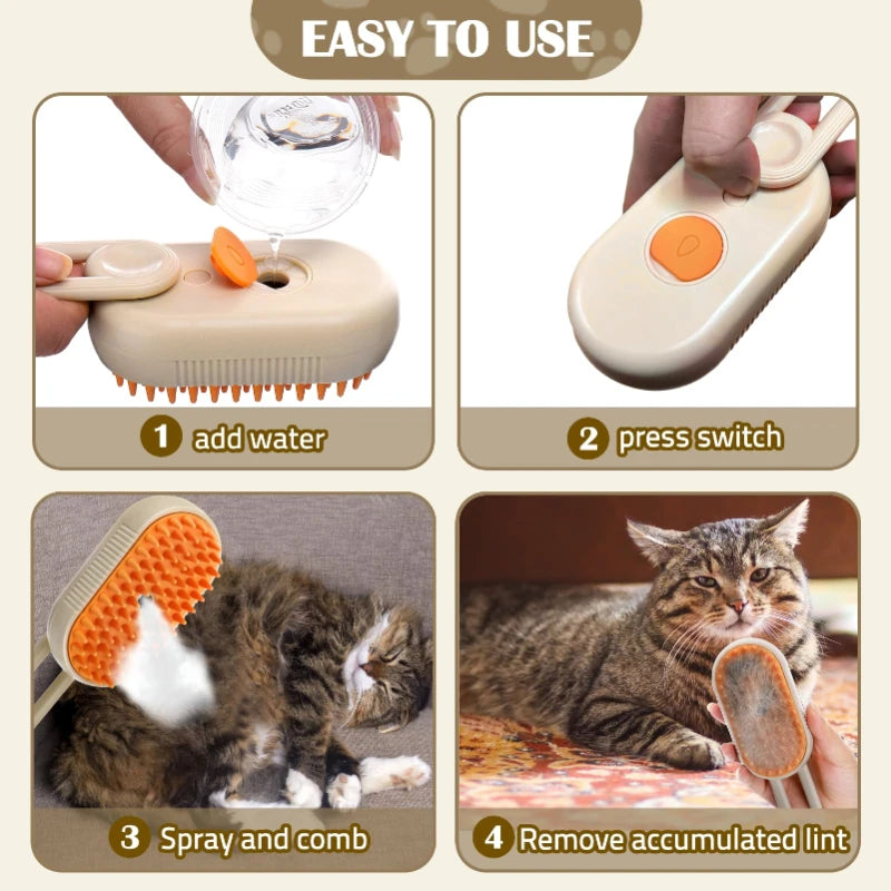 **Electric Cat Steam Hair Removal Brush and Grooming Glove for Cats and Dogs 🐱🐶🪮**