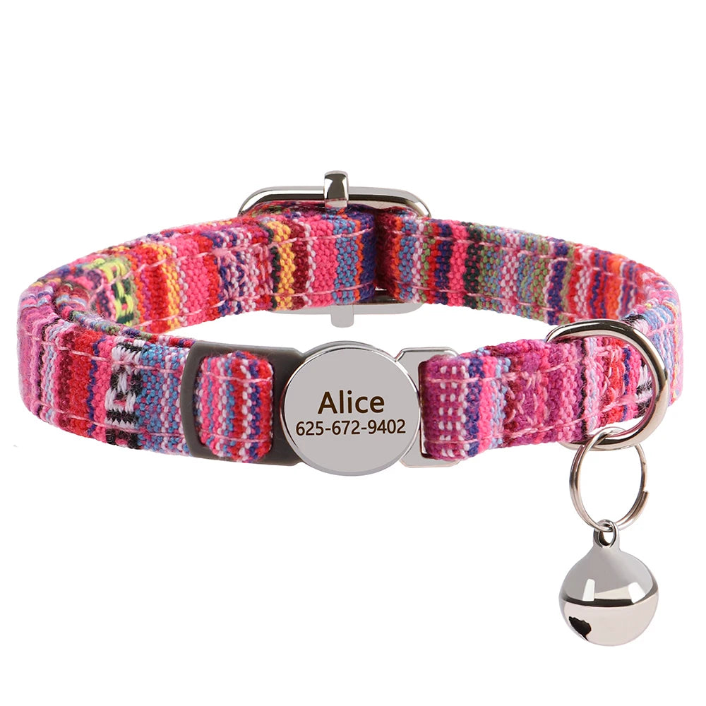 Personalized engraved cat collar – adjustable anti-lost collar for cats and small dogs.
