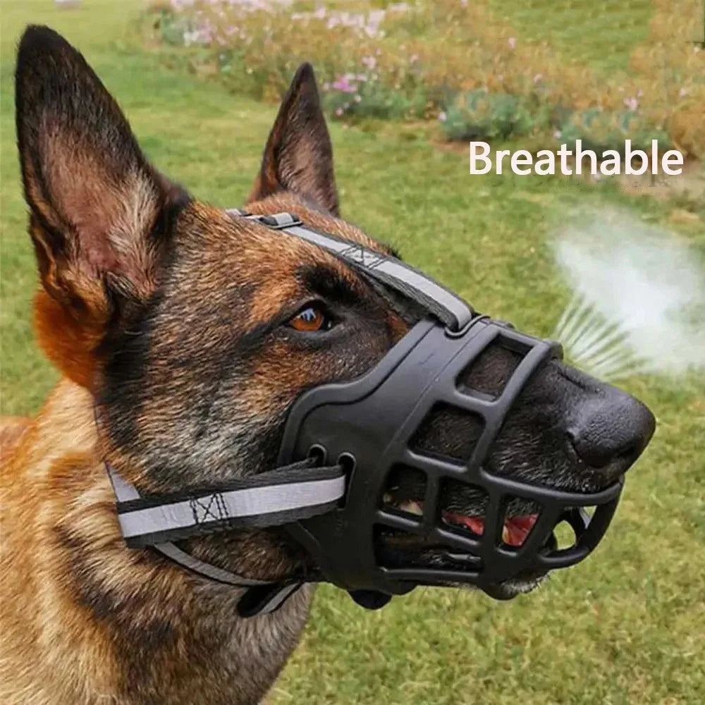 Soft silicone breathable basket dog muzzle – anti-biting and chewing protection for dogs.